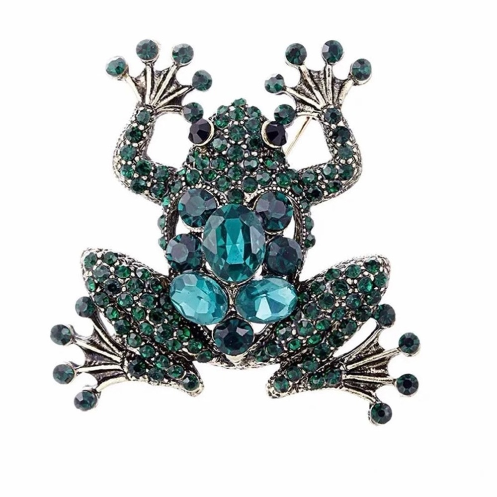 Rhinestone Frog Brooches Women Unisex Classic Animal Party Casual Brooch Pins